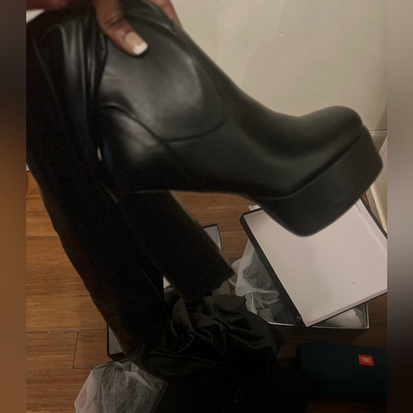 PU LEATHER pant boots with chunky platform heels - Picture 3 of 5